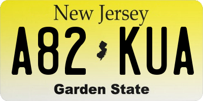NJ license plate A82KUA