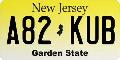 NJ license plate A82KUB