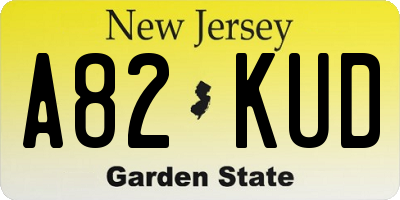 NJ license plate A82KUD