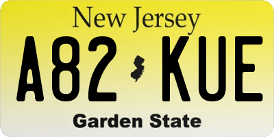 NJ license plate A82KUE