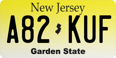 NJ license plate A82KUF
