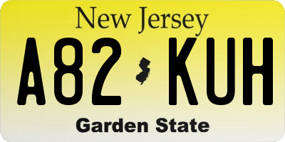 NJ license plate A82KUH