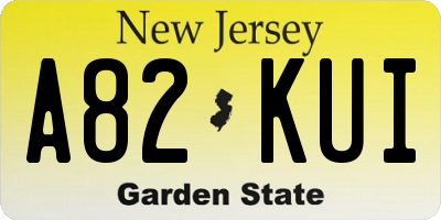 NJ license plate A82KUI