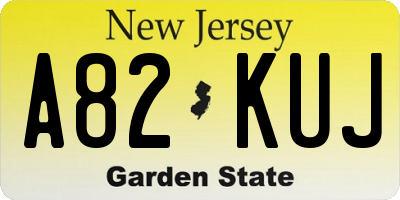 NJ license plate A82KUJ