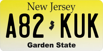 NJ license plate A82KUK