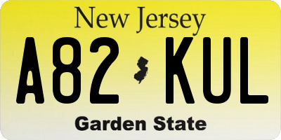 NJ license plate A82KUL