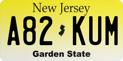 NJ license plate A82KUM