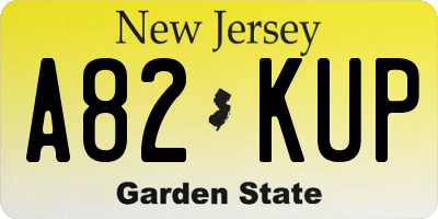 NJ license plate A82KUP