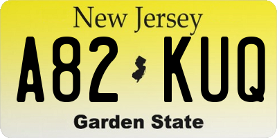 NJ license plate A82KUQ