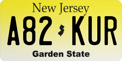 NJ license plate A82KUR