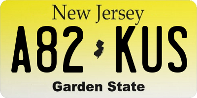 NJ license plate A82KUS