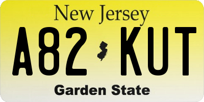 NJ license plate A82KUT