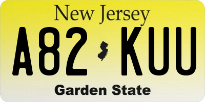 NJ license plate A82KUU