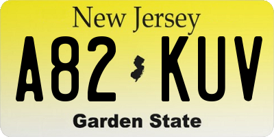 NJ license plate A82KUV