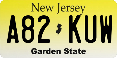 NJ license plate A82KUW