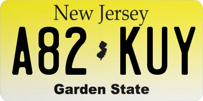NJ license plate A82KUY