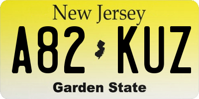 NJ license plate A82KUZ