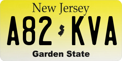 NJ license plate A82KVA