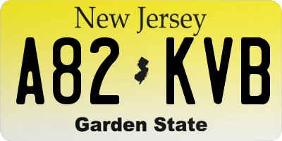 NJ license plate A82KVB