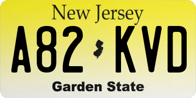 NJ license plate A82KVD