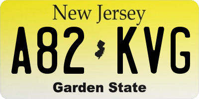 NJ license plate A82KVG