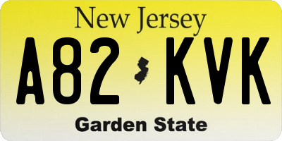 NJ license plate A82KVK