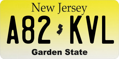 NJ license plate A82KVL