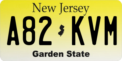 NJ license plate A82KVM