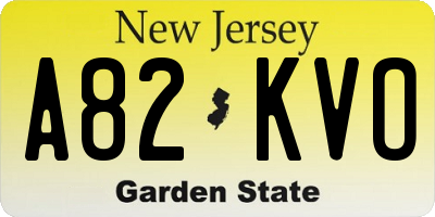 NJ license plate A82KVO