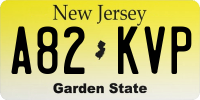 NJ license plate A82KVP