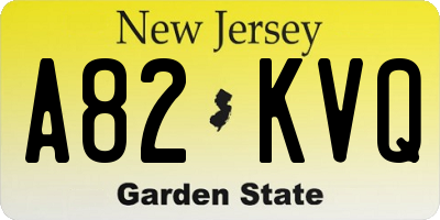 NJ license plate A82KVQ