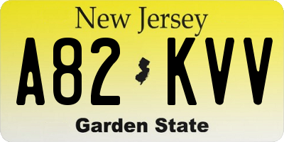 NJ license plate A82KVV