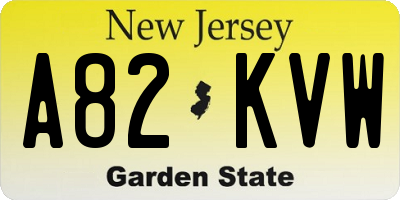 NJ license plate A82KVW