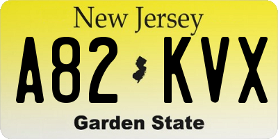 NJ license plate A82KVX
