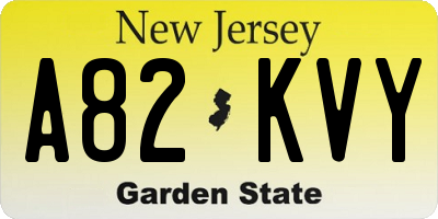 NJ license plate A82KVY