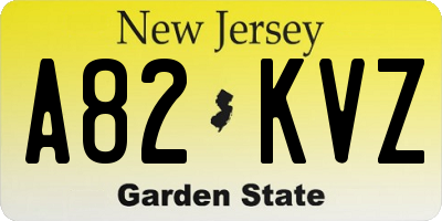 NJ license plate A82KVZ