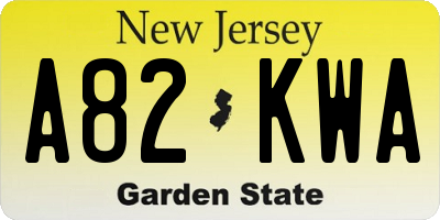 NJ license plate A82KWA