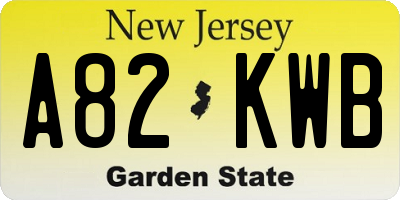 NJ license plate A82KWB