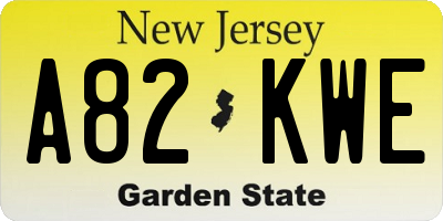 NJ license plate A82KWE