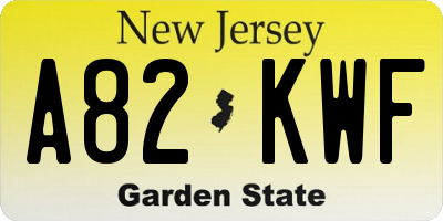 NJ license plate A82KWF