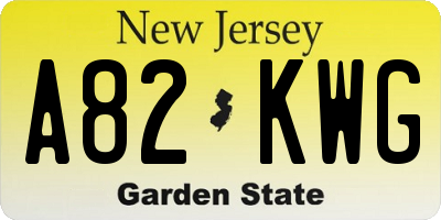 NJ license plate A82KWG