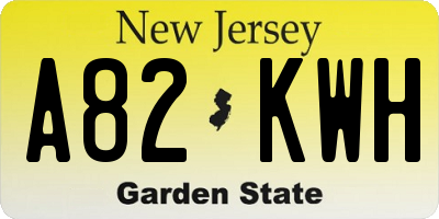 NJ license plate A82KWH
