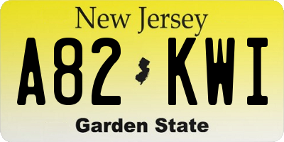 NJ license plate A82KWI