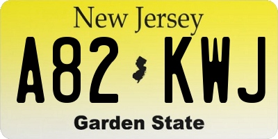 NJ license plate A82KWJ