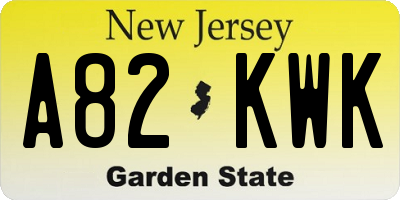 NJ license plate A82KWK