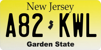 NJ license plate A82KWL