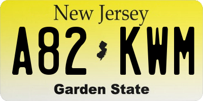 NJ license plate A82KWM
