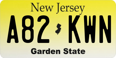 NJ license plate A82KWN