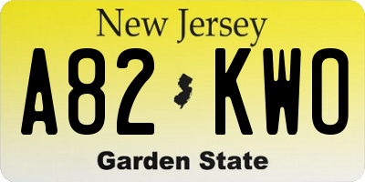 NJ license plate A82KWO