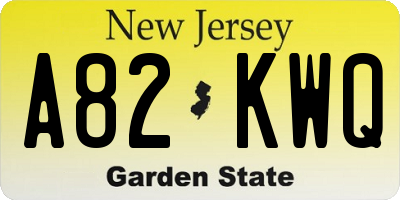 NJ license plate A82KWQ